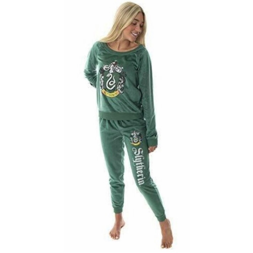 Harry Potter Womens Hogwart Castle House Crest Fleece Jogger Pajama Set XS